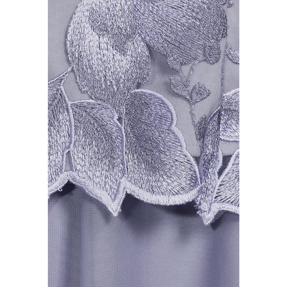 Alex Evenings Dress Size 4 Purple Embroidered Chiffon Mock Tea Knee Length Midi - Picture 3 of 14